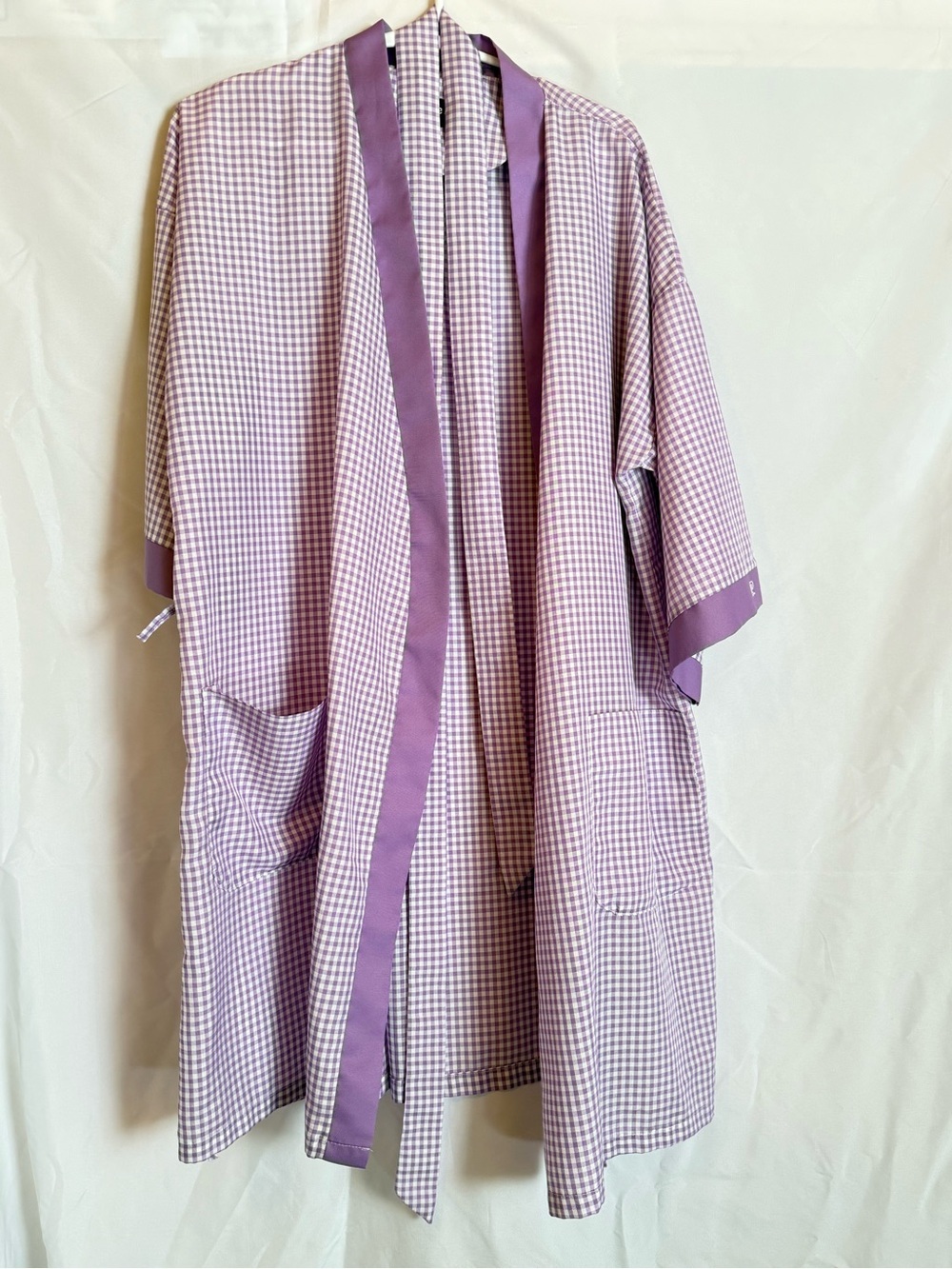 Pierre Cardin Gingham Check Purple Robe Size Large
